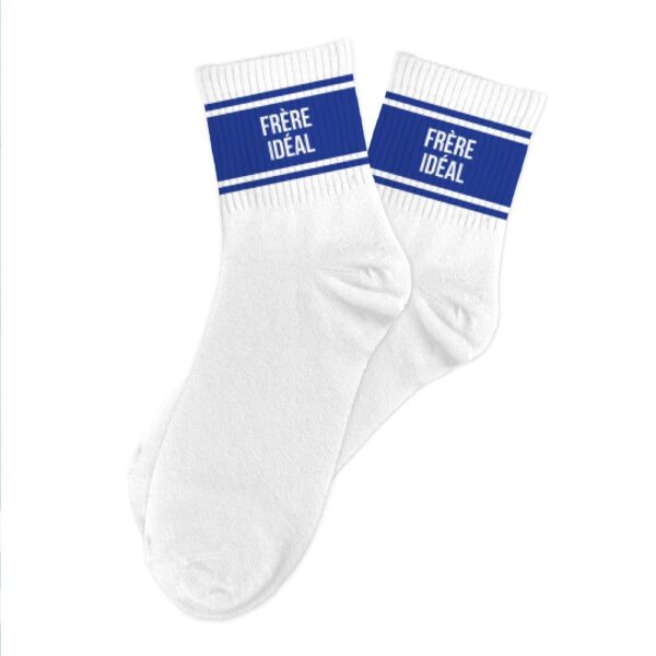 Chaussettes homme a bandes frere ideal, blanc — détail