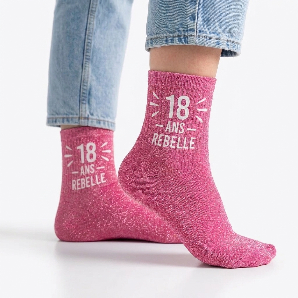 Chaussettes paillettes 18 ans — photo IA Gemini — Chaussettes à Paillettes