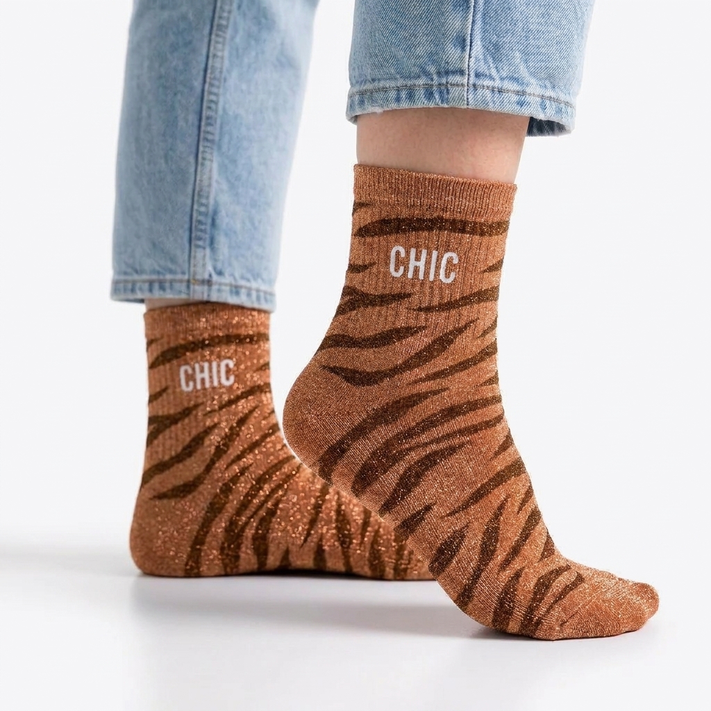 Chaussettes paillettes chic — photo IA Gemini — Chaussettes à Paillettes