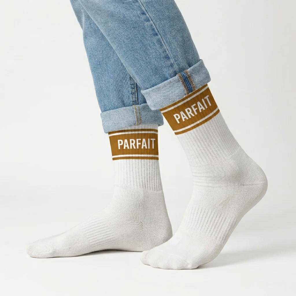 Chaussettes homme a bandes parfait — photo IA Gemini — Chaussettes à Paillettes