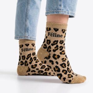 Chaussettes à Paillettes leopard feline