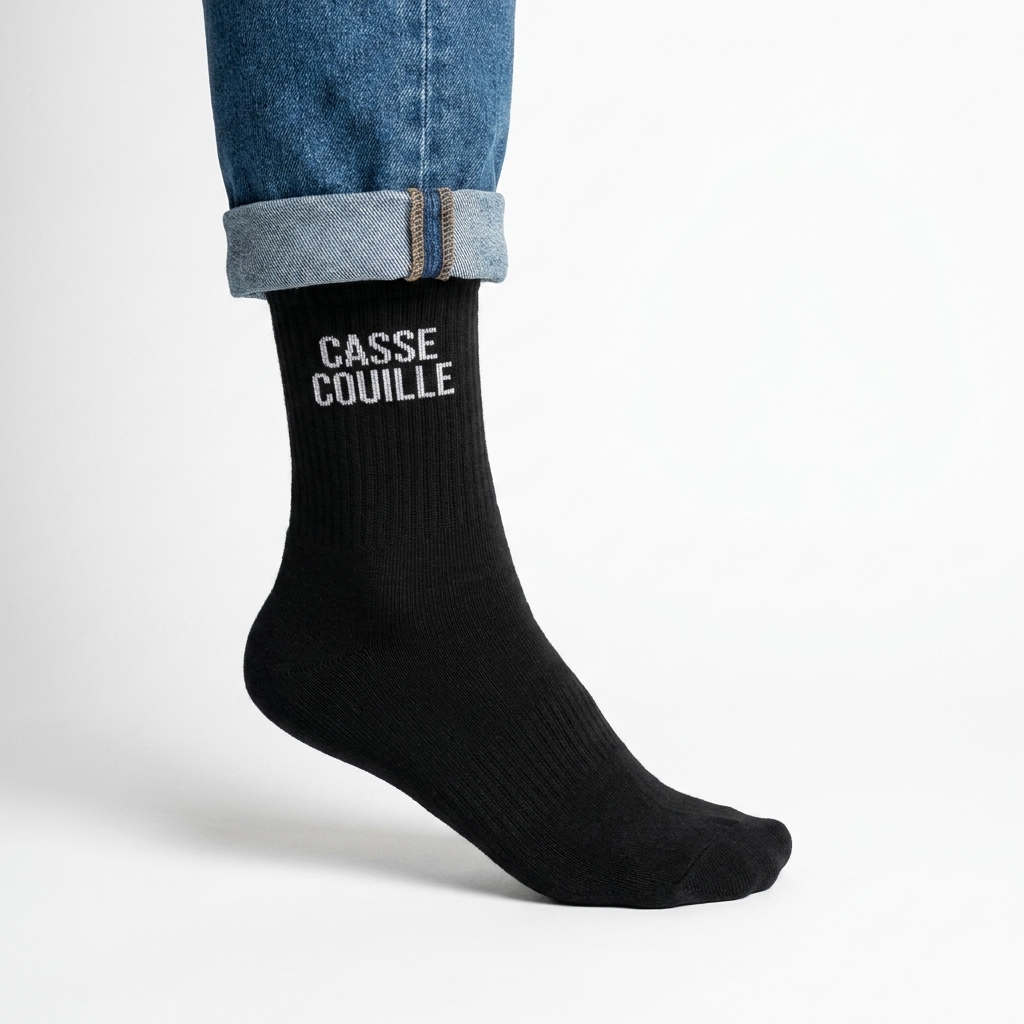 Chaussettes noires casse couilles homme — photo IA Gemini — Chaussettes à Paillettes