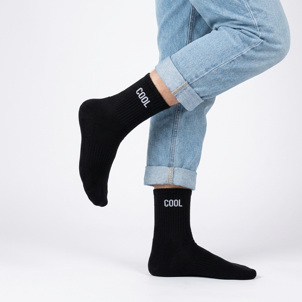 Chaussettes noires cool homme — photo IA Gemini — Chaussettes à Paillettes