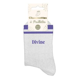 Chaussettes paillettes a bandes divine